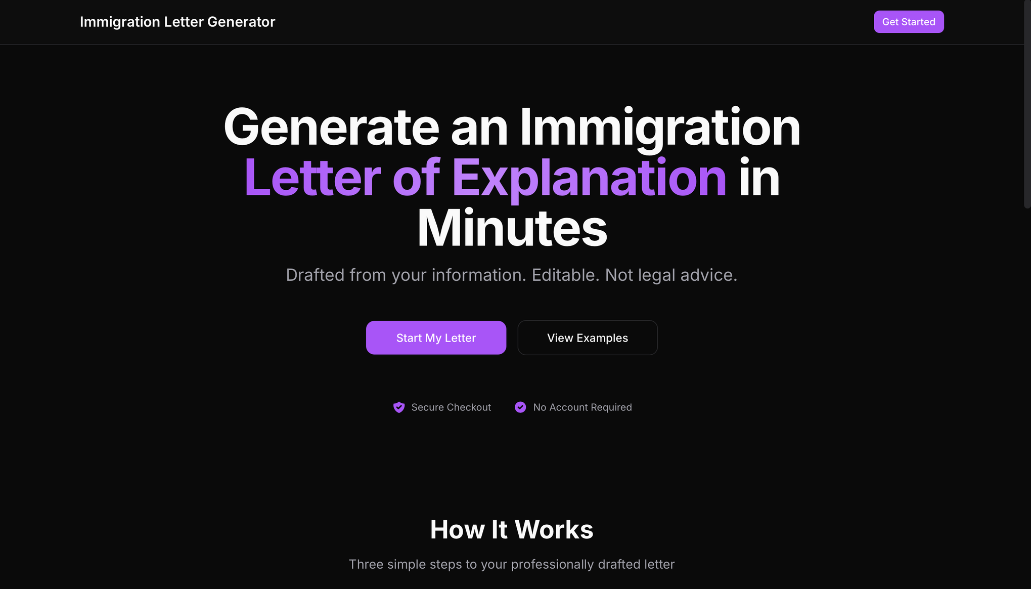 Immigration Letter Generator screenshot